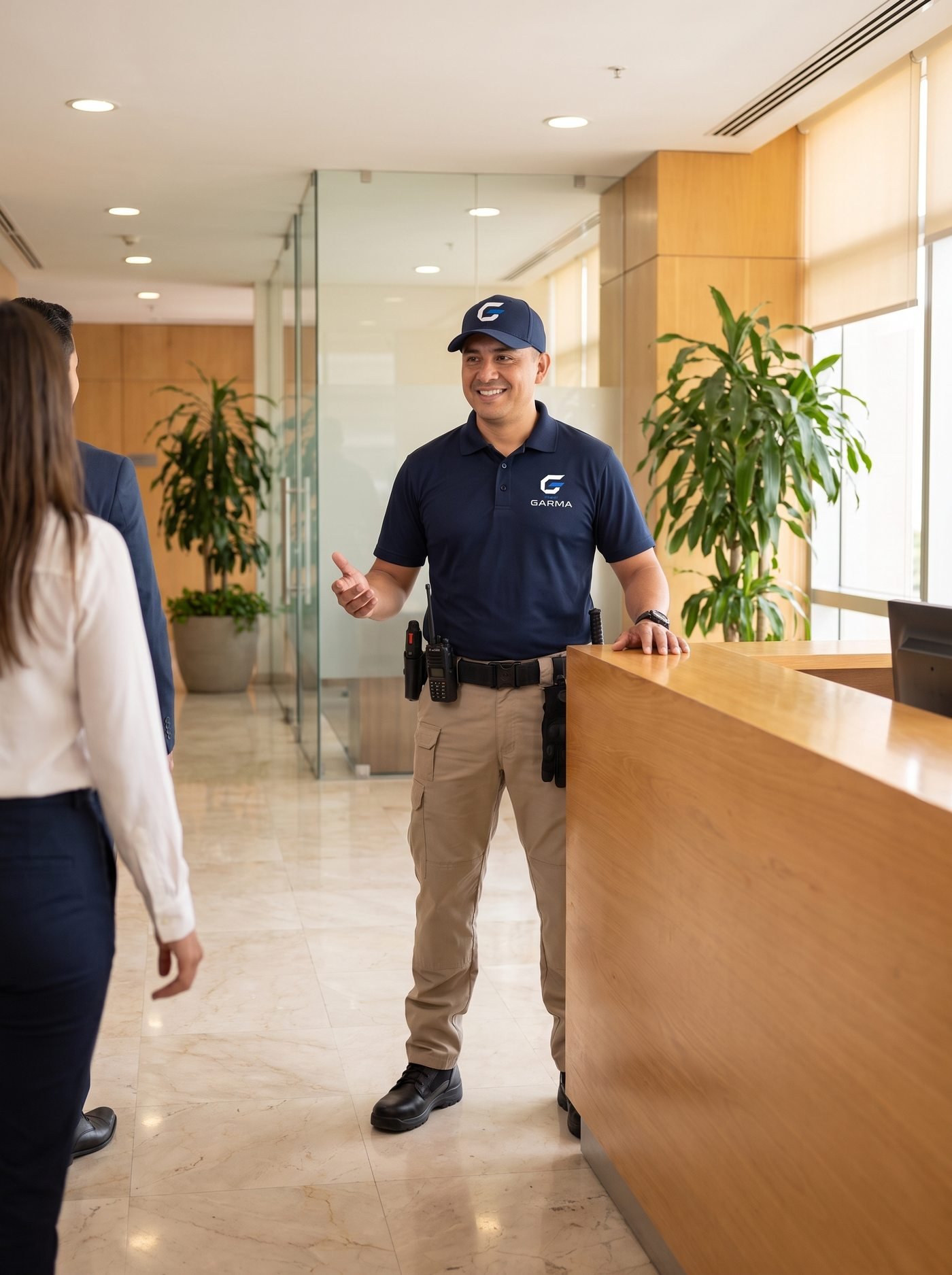 Guardia de Grupo Garma en recepción corporativa